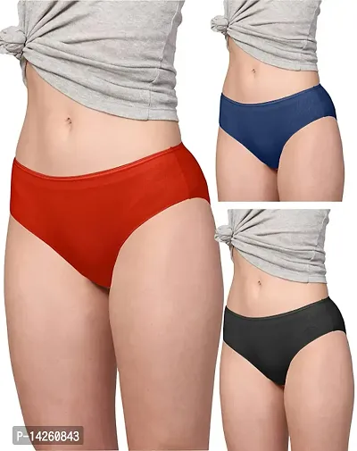 Stylish Multicoloured Cotton Solid Briefs For Women Pack Of 3