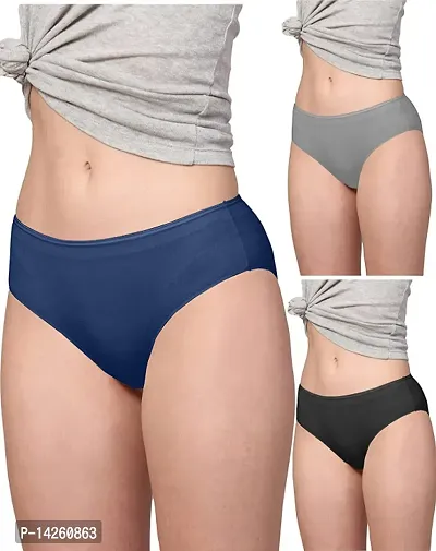 Stylish Multicoloured Cotton Solid Briefs For Women Pack Of 3-thumb0