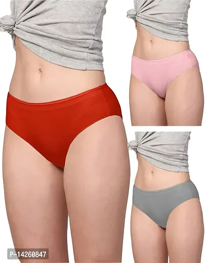 Stylish Multicoloured Cotton Solid Briefs For Women Pack Of 3