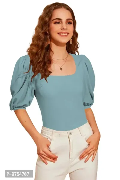 Women's Puff/Baloon Sleeves Square Neck Casual Top