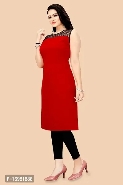 Trendy Red Crepe Kurti For Women-thumb4