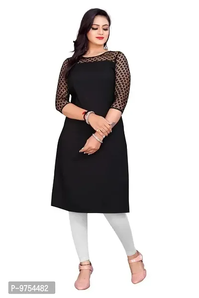 Stylish Black Crepe Kurtas For Women-thumb0