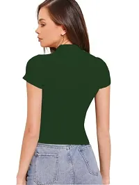 Dream Beauty Fashion Women's High Neck Casual Solid Top Half Sleeve-thumb4