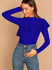 Dream Beauty Fashion Front Frilled High-Neck Full Sleeves Polyester Blend Stylish Top (24 Inches)-thumb1