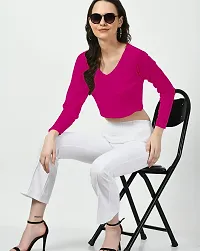 Elegant Pink Polyester Solid Top For Women-thumb4