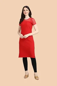 Trendy Red Crepe Kurti For Women-thumb4