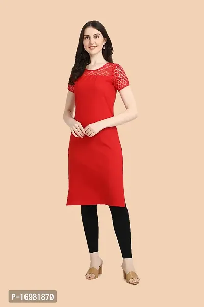 Trendy Red Crepe Kurti For Women-thumb5