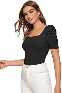 Dream Beauty Fashion Women's Puff Sleeve Top Square Neck Balloon Bishop Sleeve Elegant Casual Tee Top-thumb4