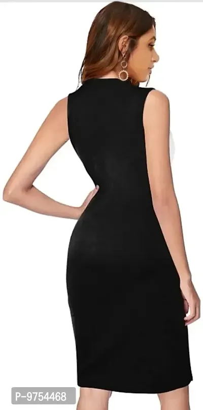 Dream Beauty Fashion Women's Knee Length Dress (Medium, Black  White)-thumb2