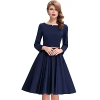 Dream Beauty Fashion Women's Skater A-Line Dress with Belt (38 Inches)-thumb3