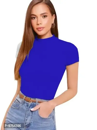 Dream Beauty Fashion Women's Half Sleeve Casual Solid Top (Small, Royal Blue)-thumb0