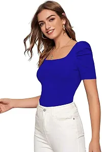 Dream Beauty Fashion Women's Puff Sleeve Top Square Neck Balloon Bishop Sleeve Elegant Casual Tee Top-thumb3