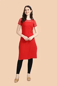 Trendy Red Crepe Kurti For Women-thumb3