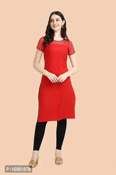 Trendy Red Crepe Kurti For Women-thumb4