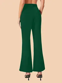 Elegant Green Polyester Solid Trousers For Women-thumb2