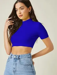 Stylish Polyester Blend Crop Top For Ladies-thumb4