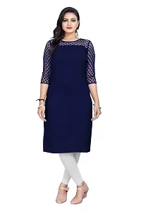 Navy Blue American Crepe Kurtas For Women-thumb2