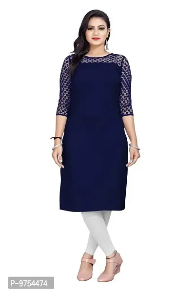 Navy Blue American Crepe Kurtas For Women-thumb3