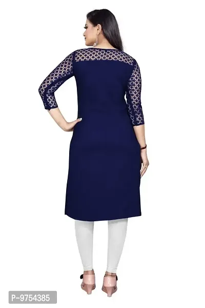 Navy Blue American Crepe Kurtas For Women-thumb5