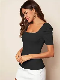 Women's Puff Sleeve Top Square Neck  Elegant Casual Top-thumb1