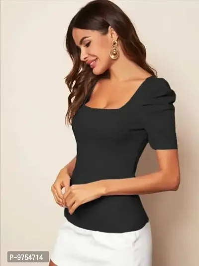 Women's Puff Sleeve Top Square Neck  Elegant Casual Top-thumb2