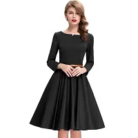 Dream Beauty Fashion Women's Skater A-Line Dress with Belt (38 Inches)-thumb1