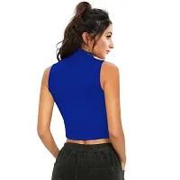 Elegant Blue Cotton Hosiery Striped Crop Top For Women-thumb3