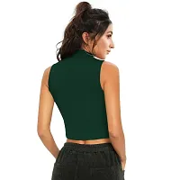 Elegant Green Cotton Hosiery Striped Crop Top For Women-thumb3