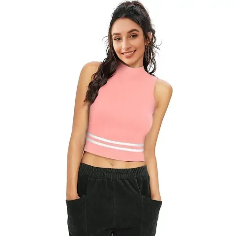 Elegant Hosiery Striped Crop Top For Women