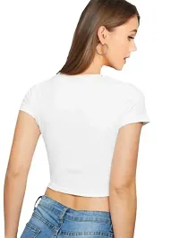 Elegant White Cotton Hosiery Solid Crop Top For Women-thumb2