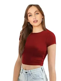 Elegant Cotton Hosiery Solid Crop Top For Women- Pack Of 2-thumb2