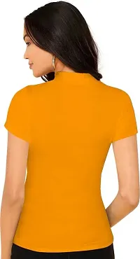 Elegant Yellow Cotton Hosiery Solid Tops For Women-thumb2