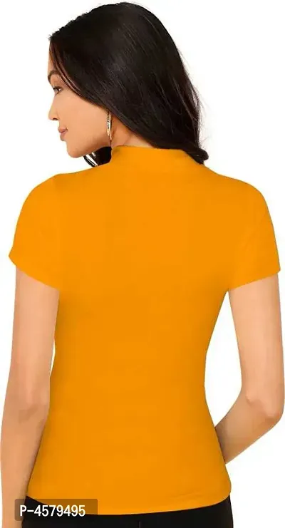 Elegant Yellow Cotton Hosiery Solid Tops For Women-thumb3
