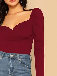 Elegant Maroon Polyester Solid Top For Women-thumb4