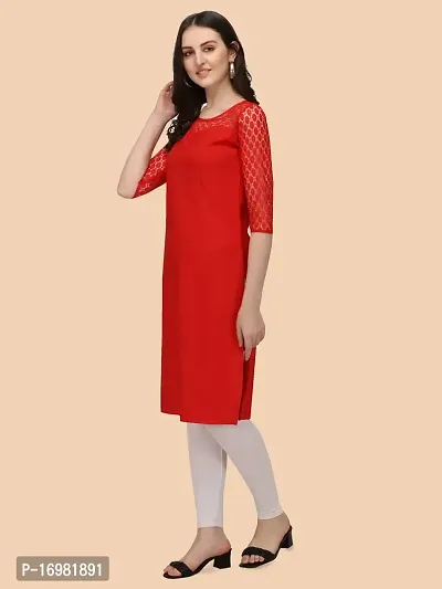 Trendy Red Crepe Kurti For Women-thumb2