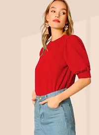 Women's Puff/Baloon Sleeves V-Neck Casual Top-thumb1