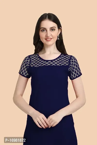 Trendy Blue Crepe Kurti For Women-thumb4