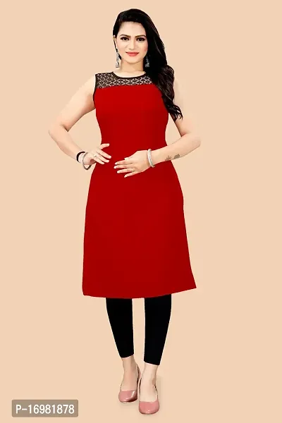 Trendy Red Crepe Kurti For Women-thumb2