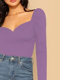 Elegant Lavender Polyester Solid Top For Women-thumb4