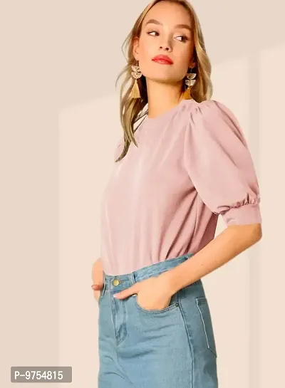 Women's Puff/Baloon Sleeves V-Neck Casual Top-thumb2