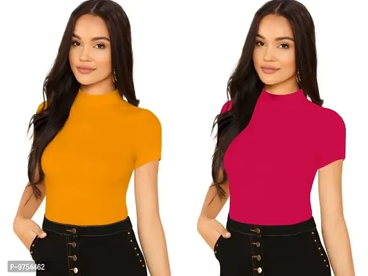 Dream Beauty Fashion Women's Half Sleeve Casual Solid Top Mix Colour Pack of 2