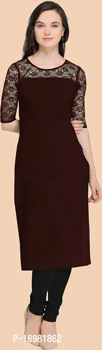 Trendy Maroon Crepe Kurti For Women-thumb0