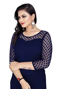 Navy Blue American Crepe Kurtas For Women-thumb1