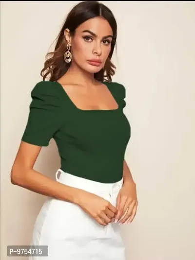 Women's Puff/Baloon Sleeves Square Neck Casual Top-thumb2