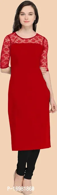 Trendy Red Crepe Kurti For Women