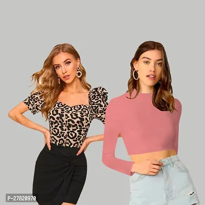 Elegant Polyester Printed Top For Women- Pack Of 2-thumb0