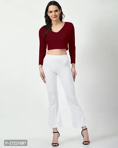 Elegant Maroon Polyester Solid Top For Women-thumb4