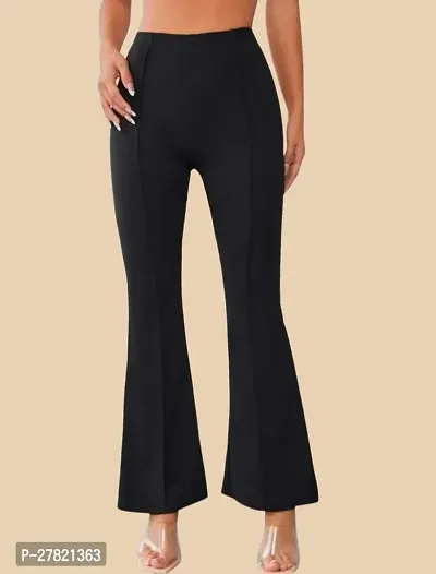 Elegant Black Polyester Solid Trousers For Women-thumb0