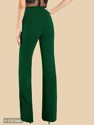 Elegant Green Polyester Solid Trousers For Women-thumb5