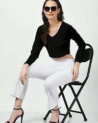 Elegant Black Polyester Solid Top For Women-thumb4